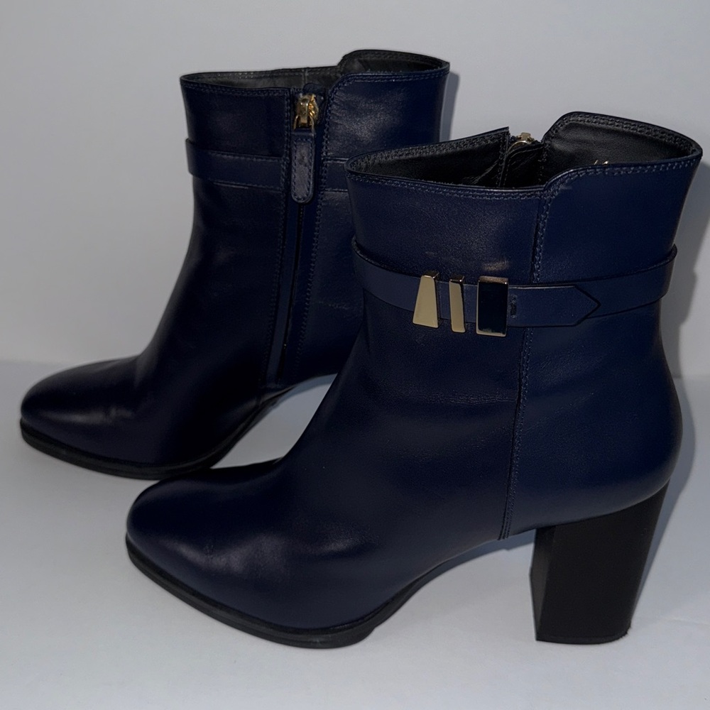 Tod's Navy Ankle Boots with Buckle Detail